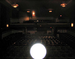 Inside the Mystic Theatre (left), taken by Alexis Harte during sound check, before the show.